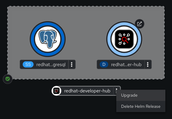 Helm chart overflow menu showing the Upgrade option