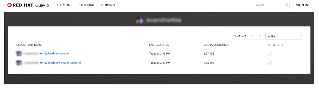 Container images published to Quay.io