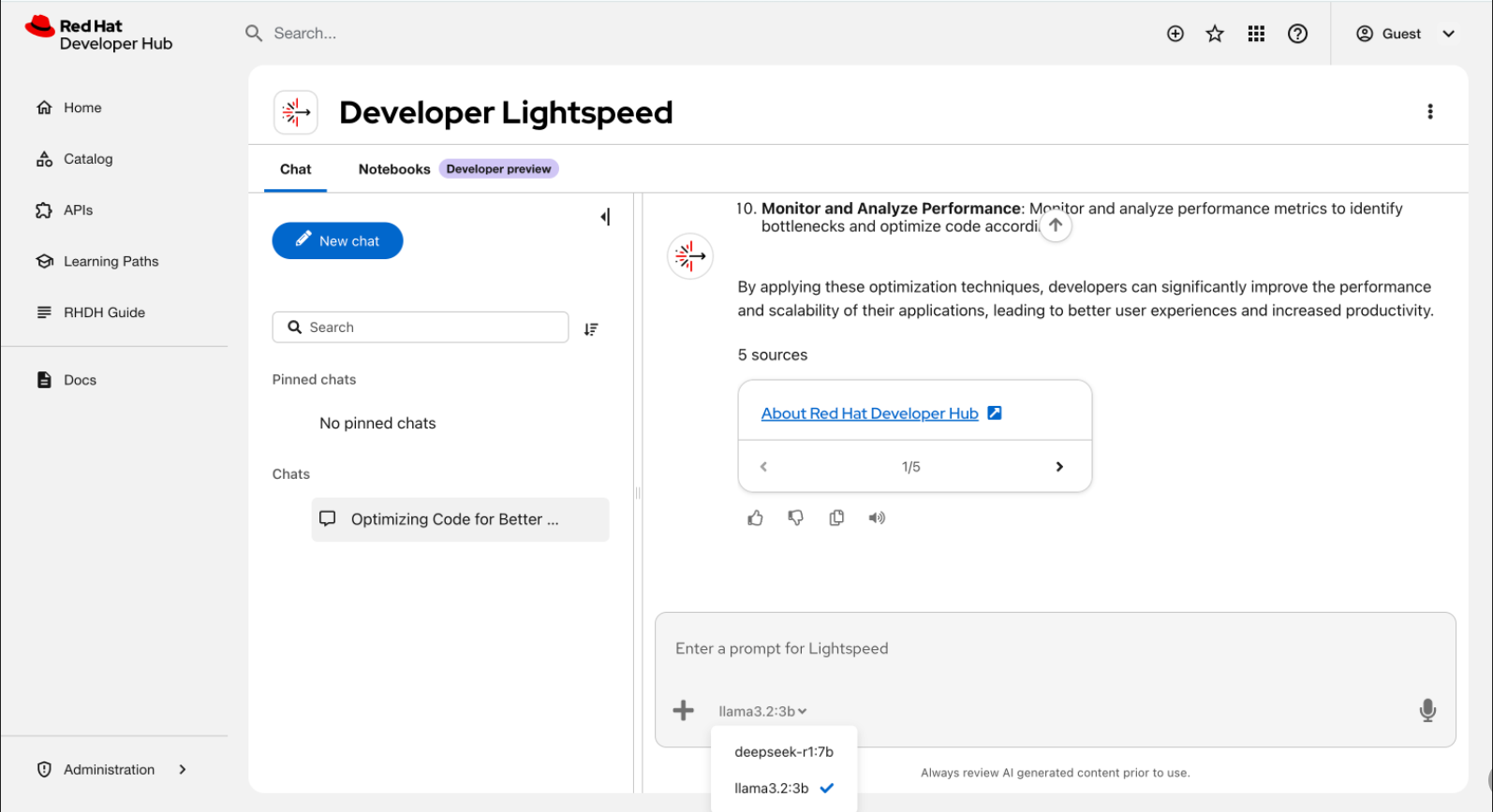 Lightspeed chat AI model