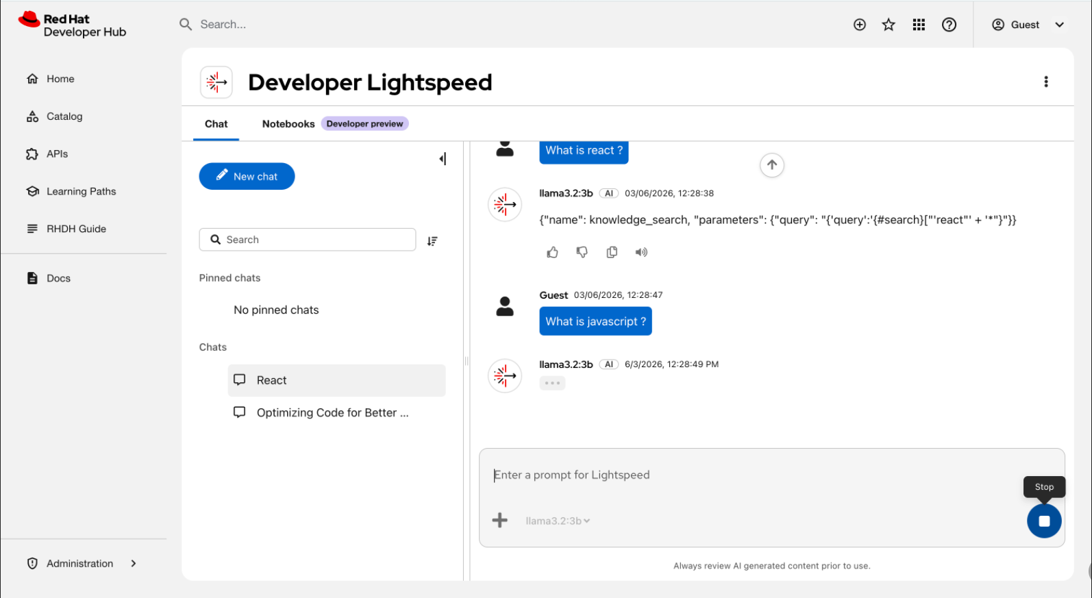 Lightspeed new chat