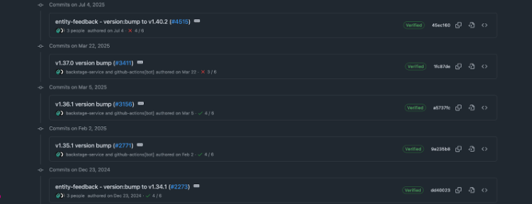 backstage.json file history in GitHub