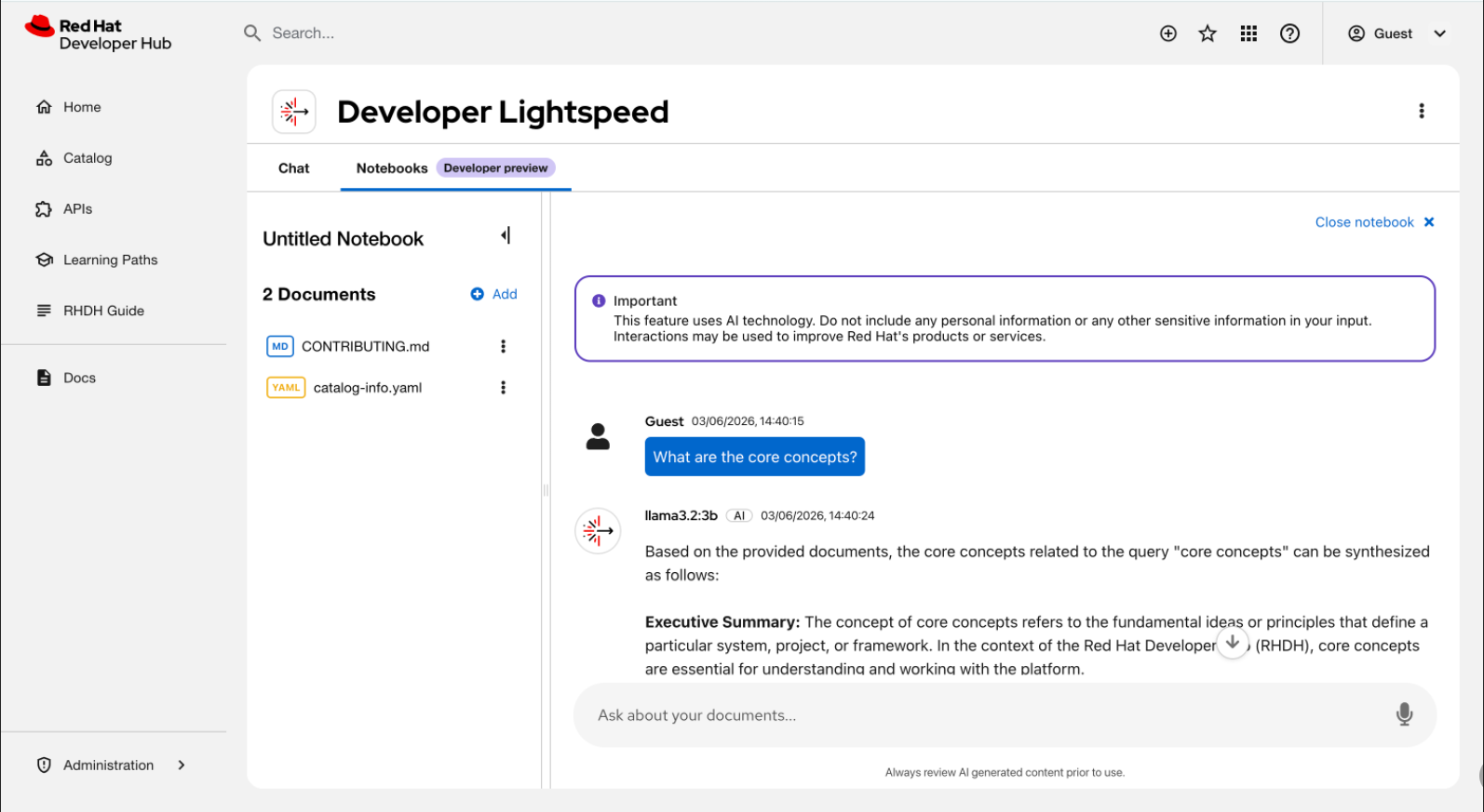 Lightspeed Notebook chat preview